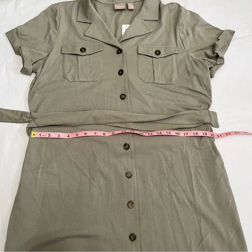 Chico’s Green Safari Shirt Dress NWT